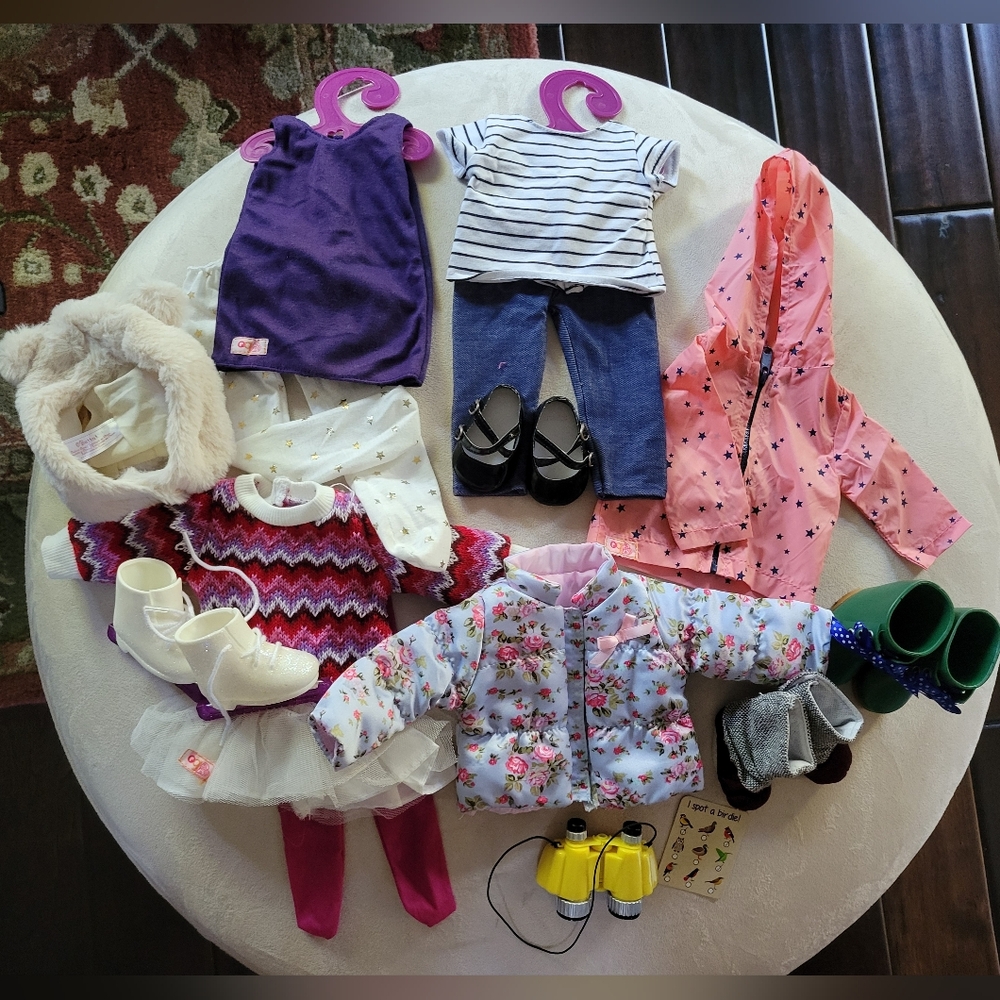 OGDolls Doll Clothing Lot with Accessories - Purple, Pink, Blue